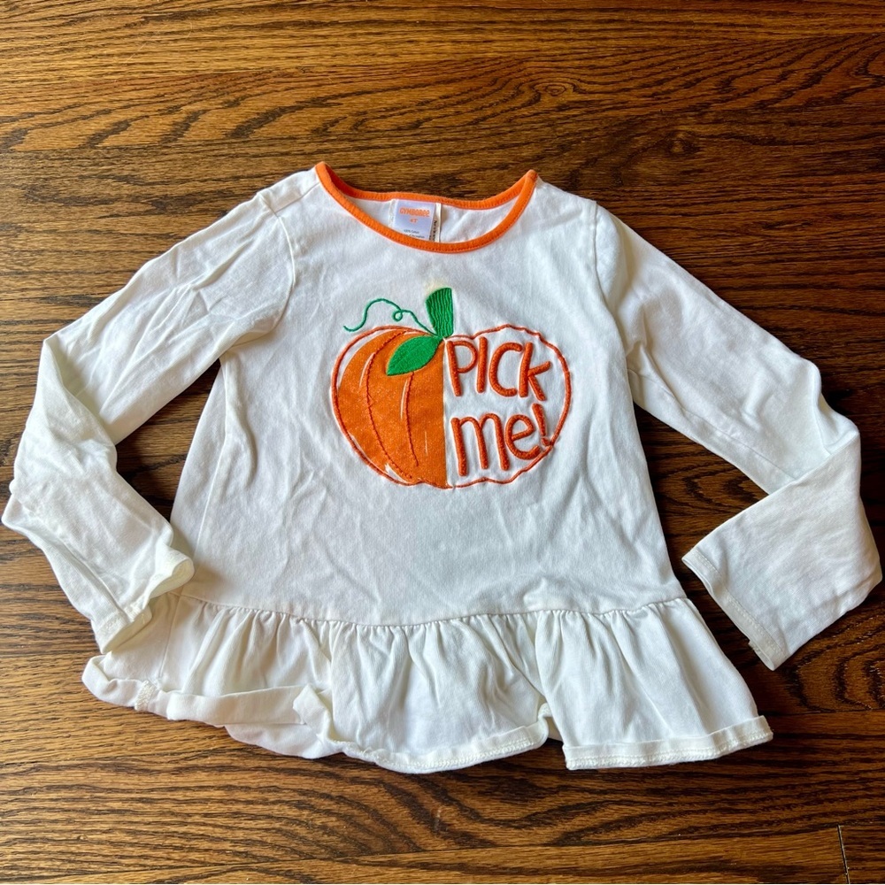 🍭6/$30 Gymboree Girl’s Fall Pumpkin Halloween themed Long Sleeve Shirt - 4T